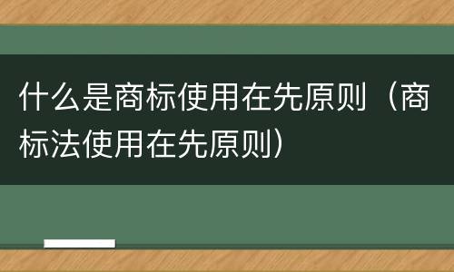 什么是商标使用在先原则（商标法使用在先原则）