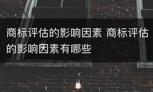 商标评估的影响因素 商标评估的影响因素有哪些