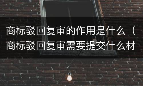 商标驳回复审的作用是什么（商标驳回复审需要提交什么材料）