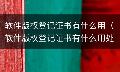 软件版权登记证书有什么用（软件版权登记证书有什么用处）