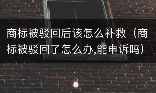 商标被驳回后该怎么补救（商标被驳回了怎么办,能申诉吗）