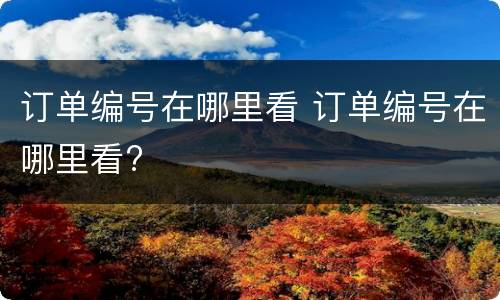 订单编号在哪里看 订单编号在哪里看?
