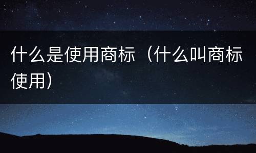 什么是使用商标（什么叫商标使用）