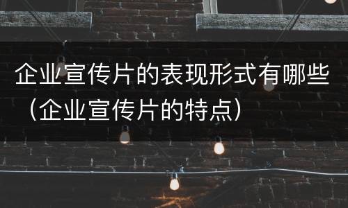 企业宣传片的表现形式有哪些（企业宣传片的特点）
