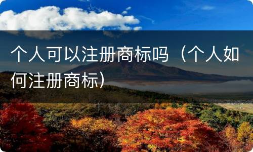 个人可以注册商标吗（个人如何注册商标）