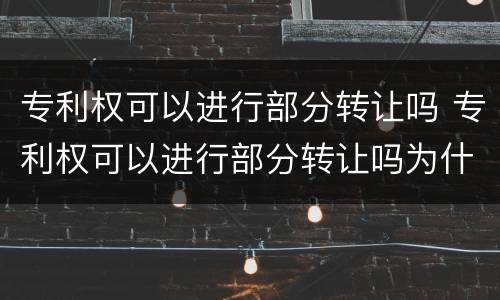 专利权可以进行部分转让吗 专利权可以进行部分转让吗为什么