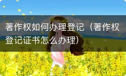 著作权如何办理登记（著作权登记证书怎么办理）