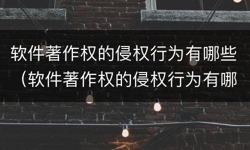 软件著作权的侵权行为有哪些（软件著作权的侵权行为有哪些）