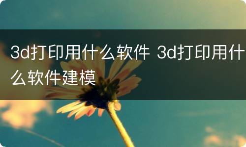 3d打印用什么软件 3d打印用什么软件建模