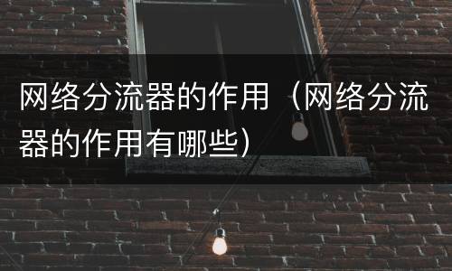 网络分流器的作用（网络分流器的作用有哪些）