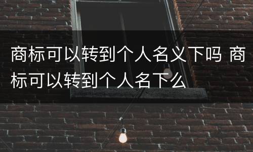 商标可以转到个人名义下吗 商标可以转到个人名下么