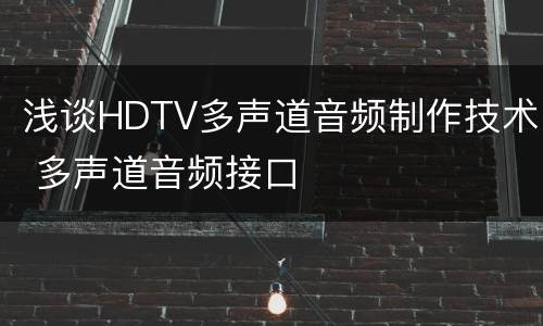 浅谈HDTV多声道音频制作技术 多声道音频接口