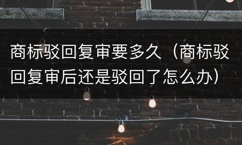 商标驳回复审要多久（商标驳回复审后还是驳回了怎么办）