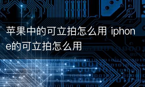 苹果中的可立拍怎么用 iphone的可立拍怎么用