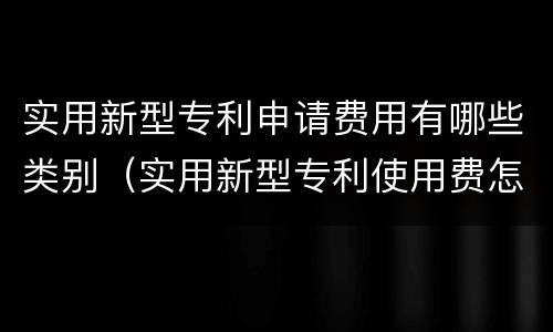 实用新型专利申请费用有哪些类别（实用新型专利使用费怎么收取）