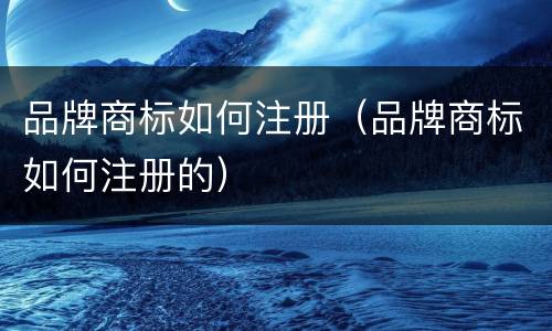 品牌商标如何注册（品牌商标如何注册的）