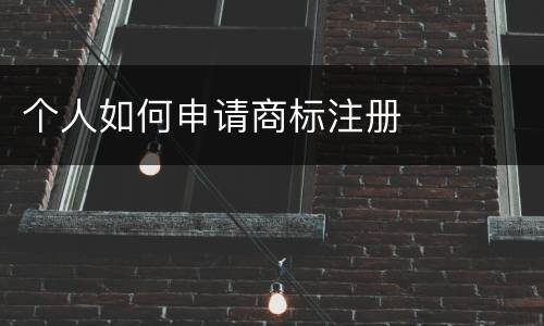 个人如何申请商标注册