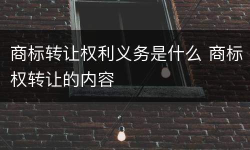 商标转让权利义务是什么 商标权转让的内容