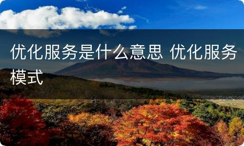 优化服务是什么意思 优化服务模式