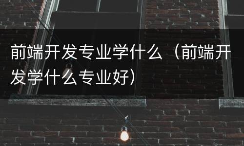 前端开发专业学什么（前端开发学什么专业好）