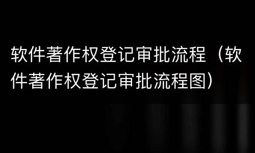 软件著作权登记审批流程（软件著作权登记审批流程图）