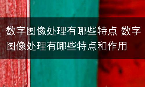 数字图像处理有哪些特点 数字图像处理有哪些特点和作用