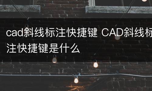 cad斜线标注快捷键 CAD斜线标注快捷键是什么
