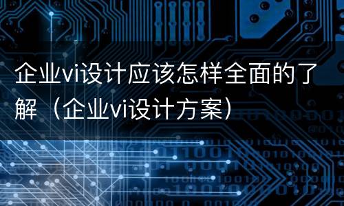企业vi设计应该怎样全面的了解（企业vi设计方案）