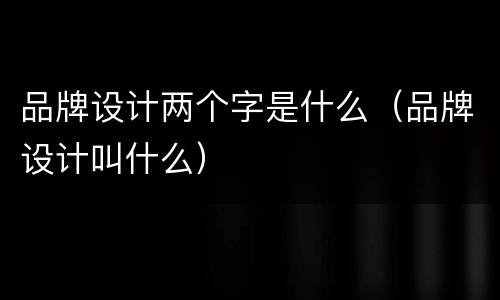 品牌设计两个字是什么（品牌设计叫什么）