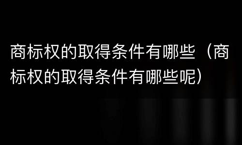 商标权的取得条件有哪些（商标权的取得条件有哪些呢）