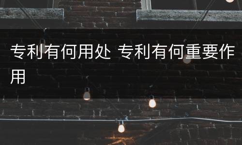专利有何用处 专利有何重要作用