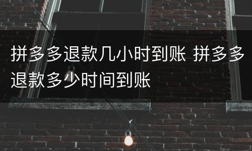 拼多多退款几小时到账 拼多多退款多少时间到账