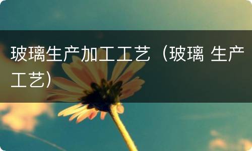 玻璃生产加工工艺（玻璃 生产工艺）