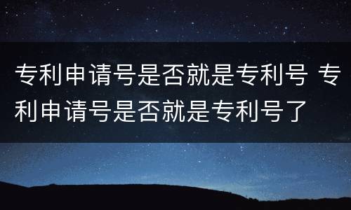 专利申请号是否就是专利号 专利申请号是否就是专利号了