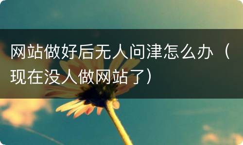 网站做好后无人问津怎么办（现在没人做网站了）