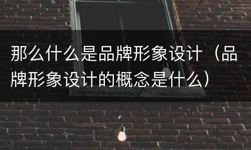 那么什么是品牌形象设计（品牌形象设计的概念是什么）
