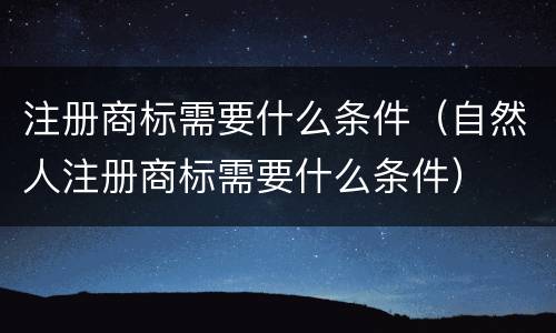 注册商标需要什么条件（自然人注册商标需要什么条件）