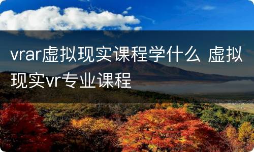 vrar虚拟现实课程学什么 虚拟现实vr专业课程