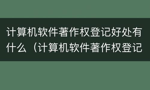 计算机软件著作权登记好处有什么（计算机软件著作权登记表）