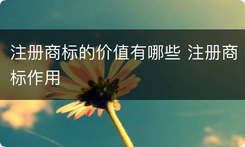 注册商标的价值有哪些 注册商标作用