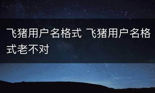 飞猪用户名格式 飞猪用户名格式老不对