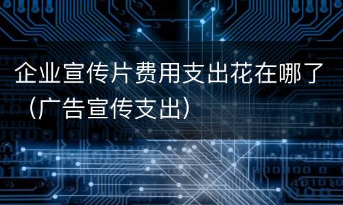 企业宣传片费用支出花在哪了（广告宣传支出）