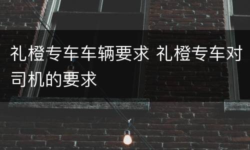 礼橙专车车辆要求 礼橙专车对司机的要求