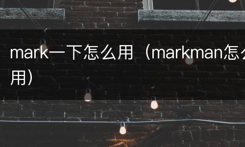 mark一下怎么用（markman怎么用）