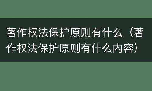 著作权法保护原则有什么（著作权法保护原则有什么内容）