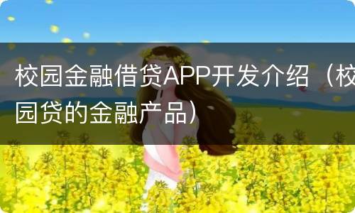 校园金融借贷APP开发介绍（校园贷的金融产品）