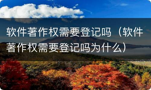 软件著作权需要登记吗（软件著作权需要登记吗为什么）