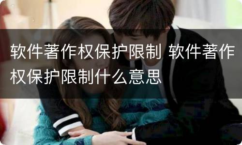 软件著作权保护限制 软件著作权保护限制什么意思