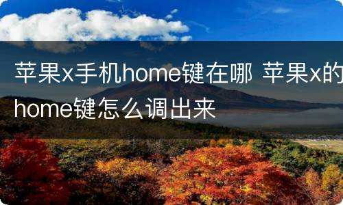 苹果x手机home键在哪 苹果x的home键怎么调出来