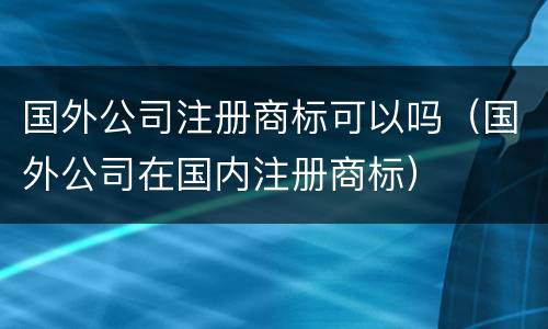 国外公司注册商标可以吗（国外公司在国内注册商标）